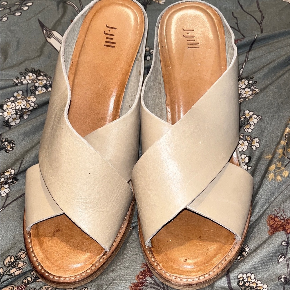 J. Jill Crisscross Slide Mules in Light Cream
